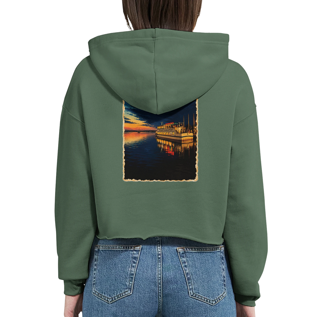 Damen-Hoodie in Weiß mit Motiv „MS Steinhude Abendstimmung“