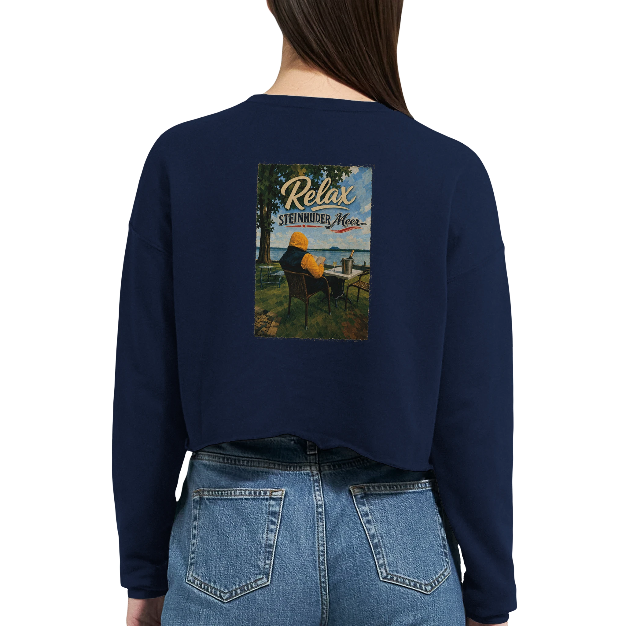 Damen-Pullover in Mauve mit Motiv „Relax und Champagner“