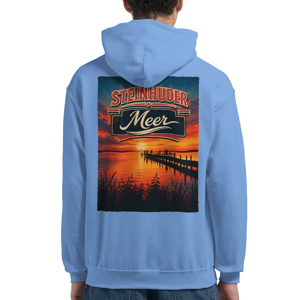Hoodie in Weiß mit Motiv „Sunset Ratskeller Steg - Steinhuder Meer“