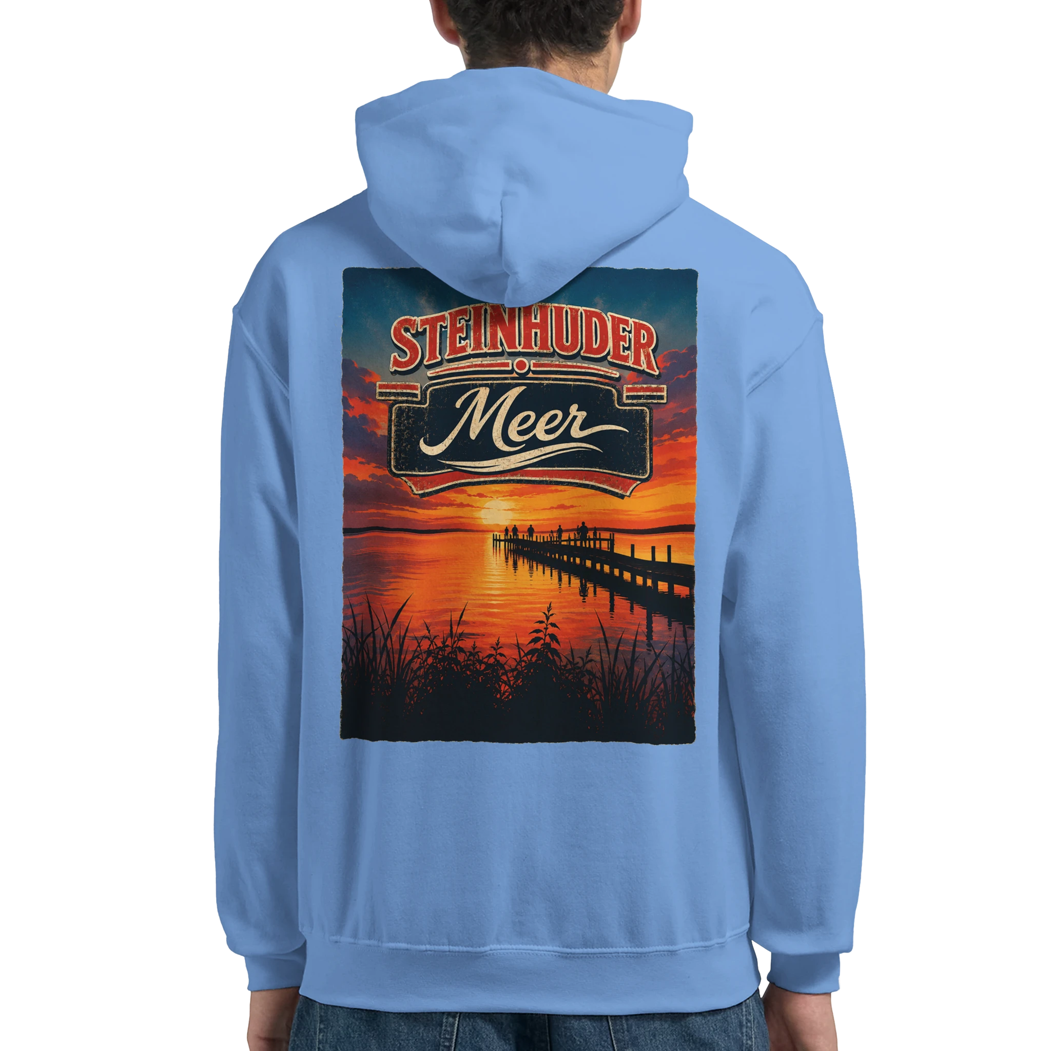 Hoodie in Weiß mit Motiv „Sunset Ratskeller Steg - Steinhuder Meer“