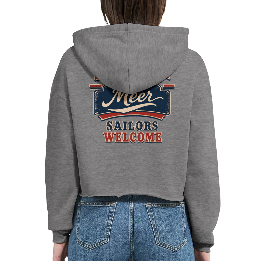 Damen-Hoodie in Weiß mit Motiv „Sailors Welcome“