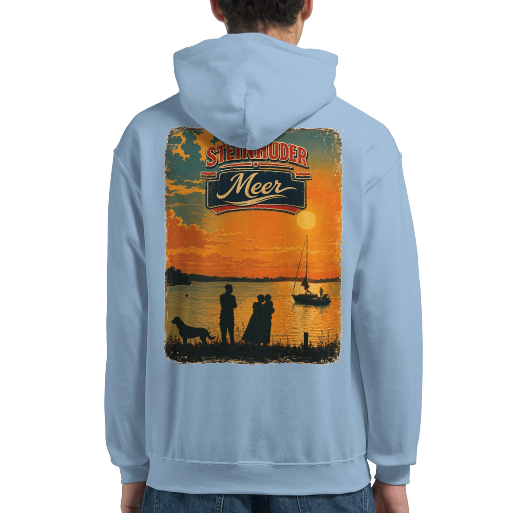 Hoodie in Aschgrau mit Motiv „Familie beim Sunset“