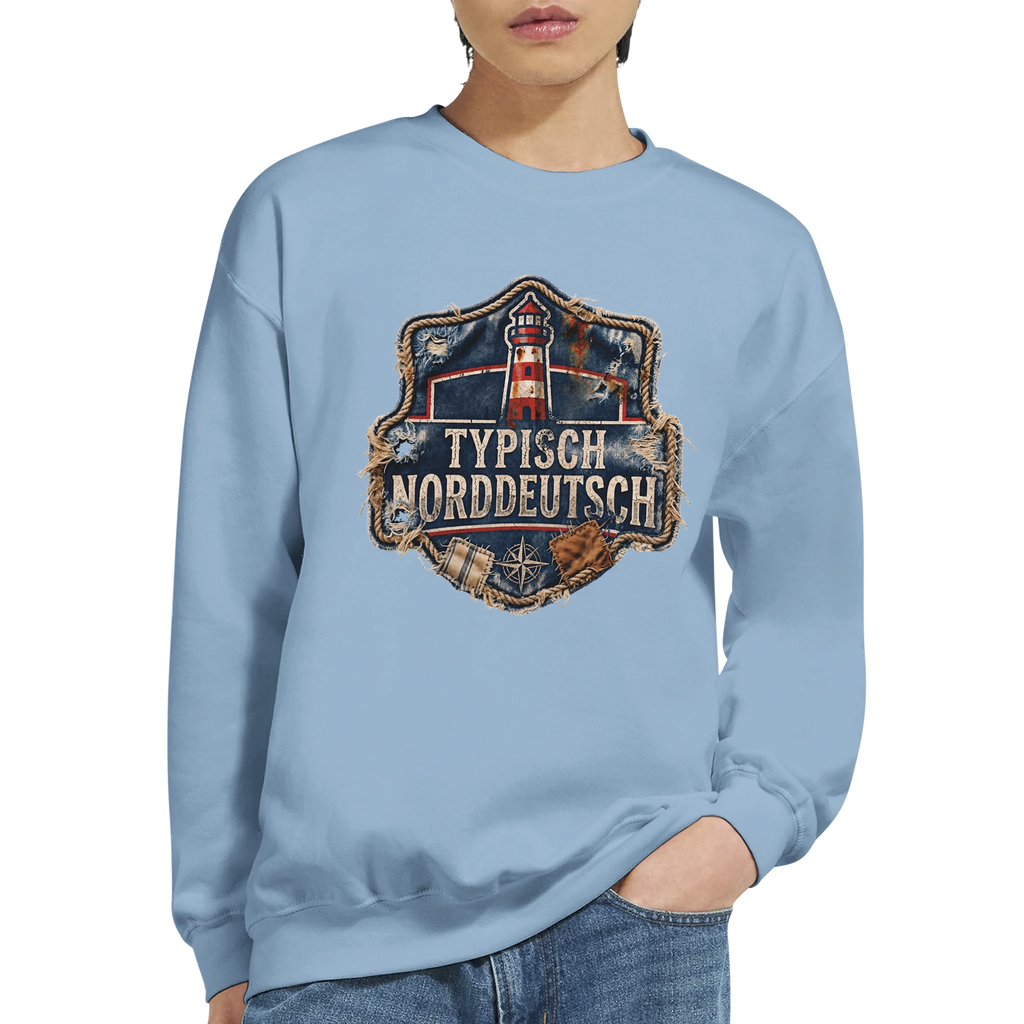 Pullover in Hellrosa mit Motiv „Typisch Norddeutsch“