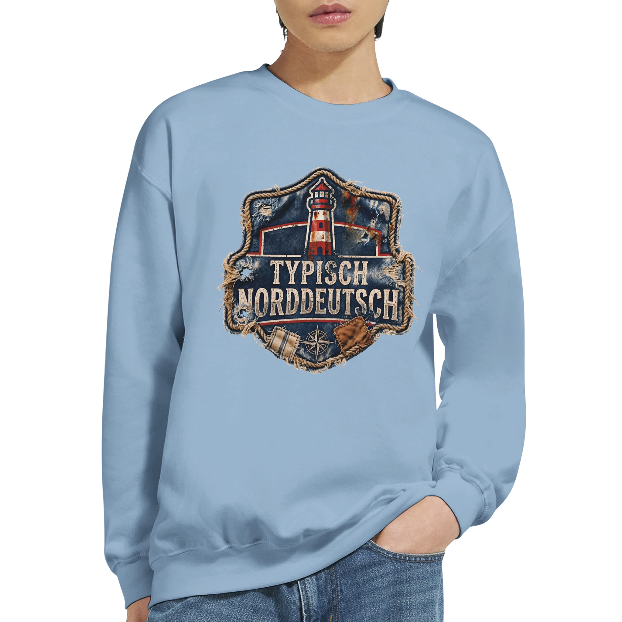 Pullover in Hellrosa mit Motiv „Typisch Norddeutsch“