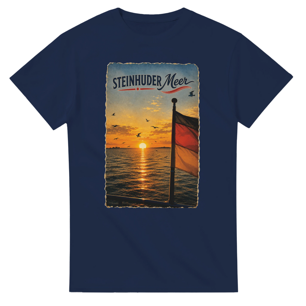 T-Shirt in Weiß mit Motiv „Flagge und Sunset“