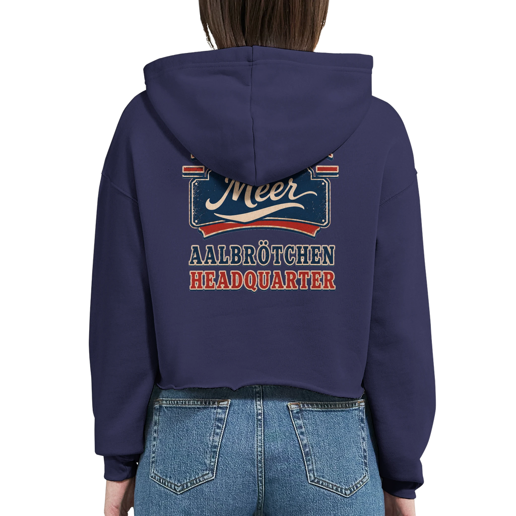 Damen-Hoodie in Weiß mit Motiv „Aalbrötchen“