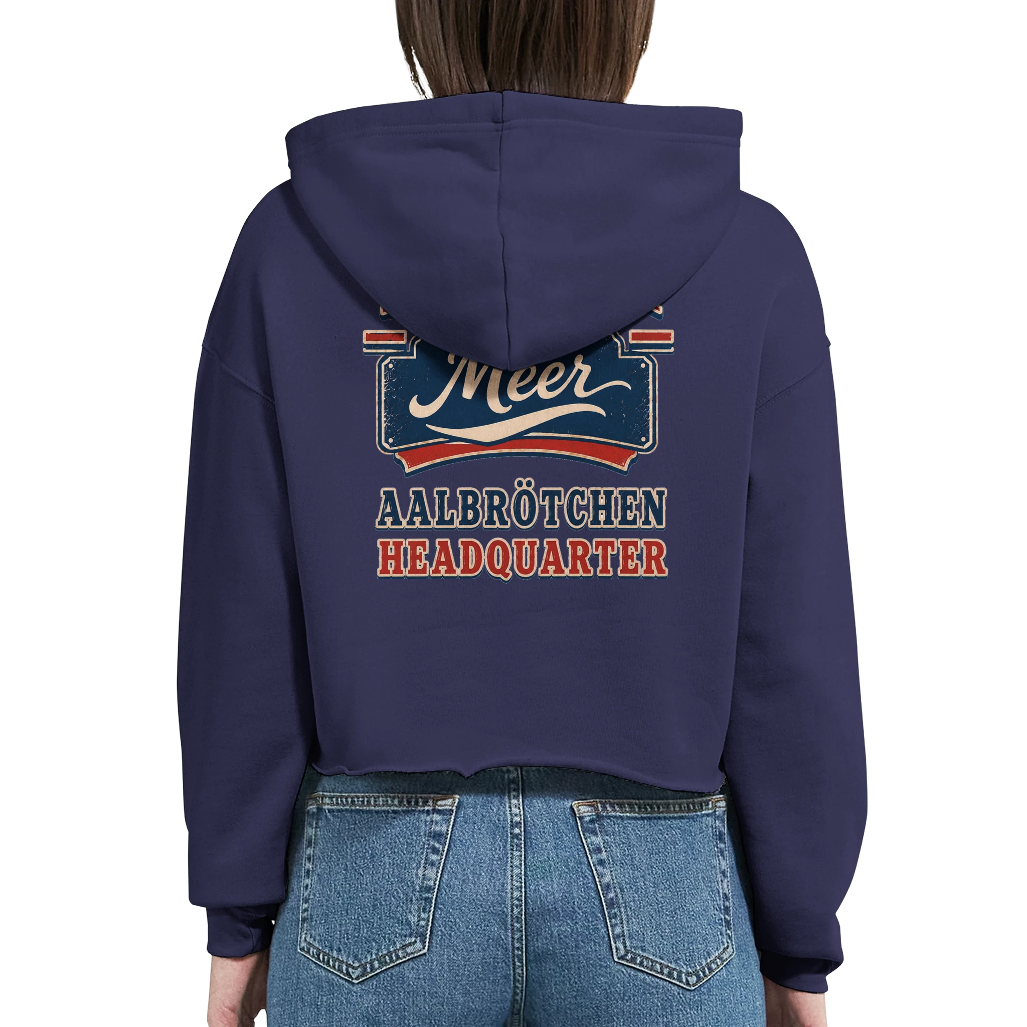 Damen-Hoodie in Weiß mit Motiv „Aalbrötchen“