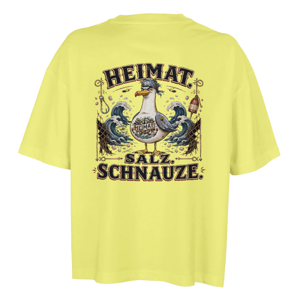 Damen-T-Shirt in Weiß mit Motiv „Heimat Salz Schnauze“