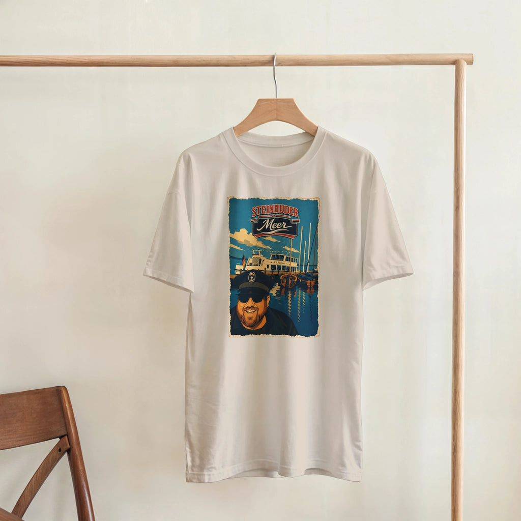 T-Shirt in Sand mit Motiv „Kapitän an Bord“