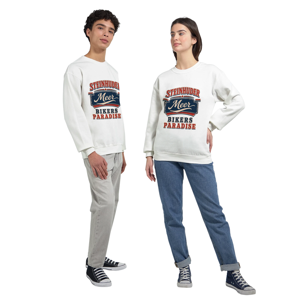 Pullover in Sand mit Motiv „Bikers Paradise“