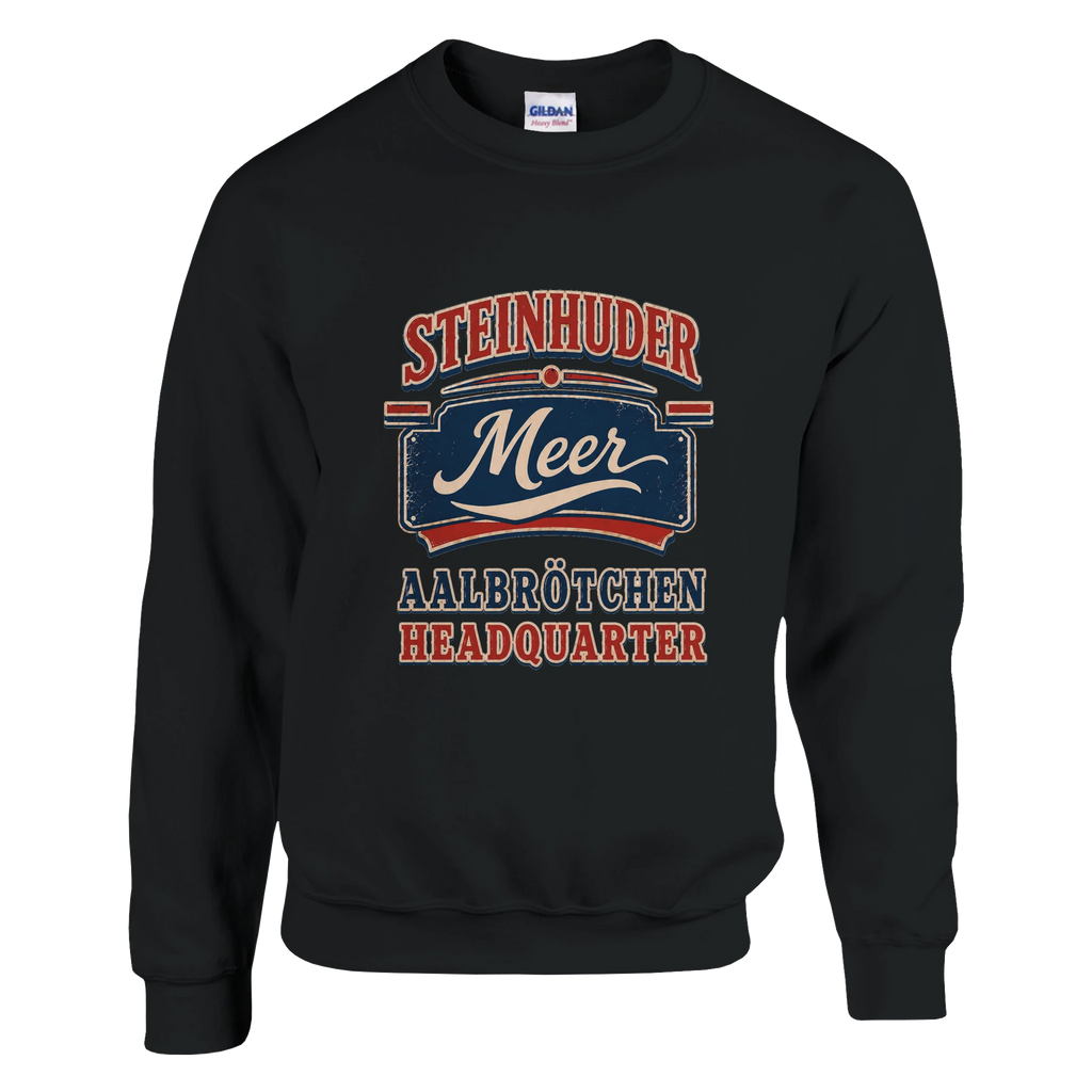 Pullover in Aschgrau mit Motiv „Aalbrötchen“