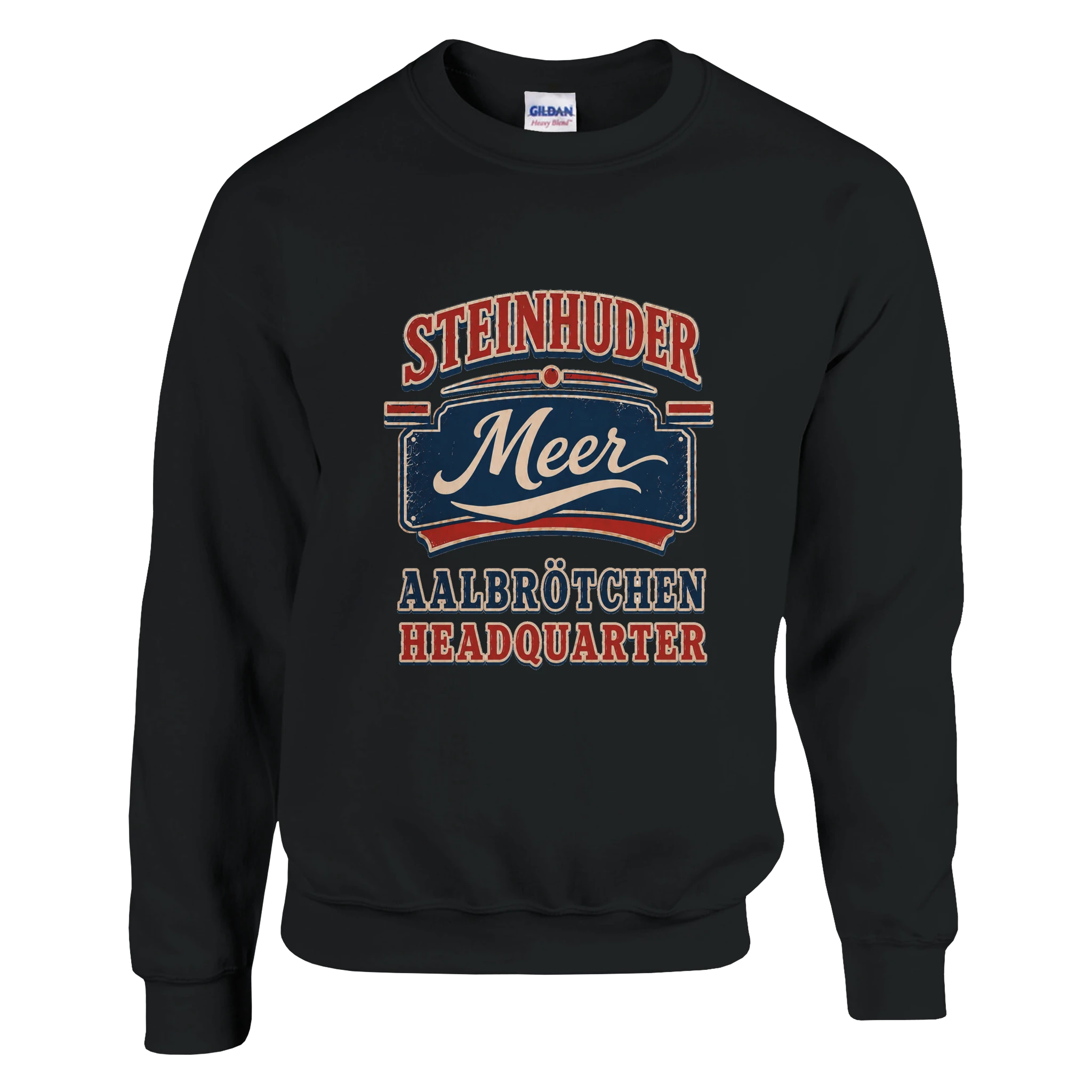 Pullover in Aschgrau mit Motiv „Aalbrötchen“