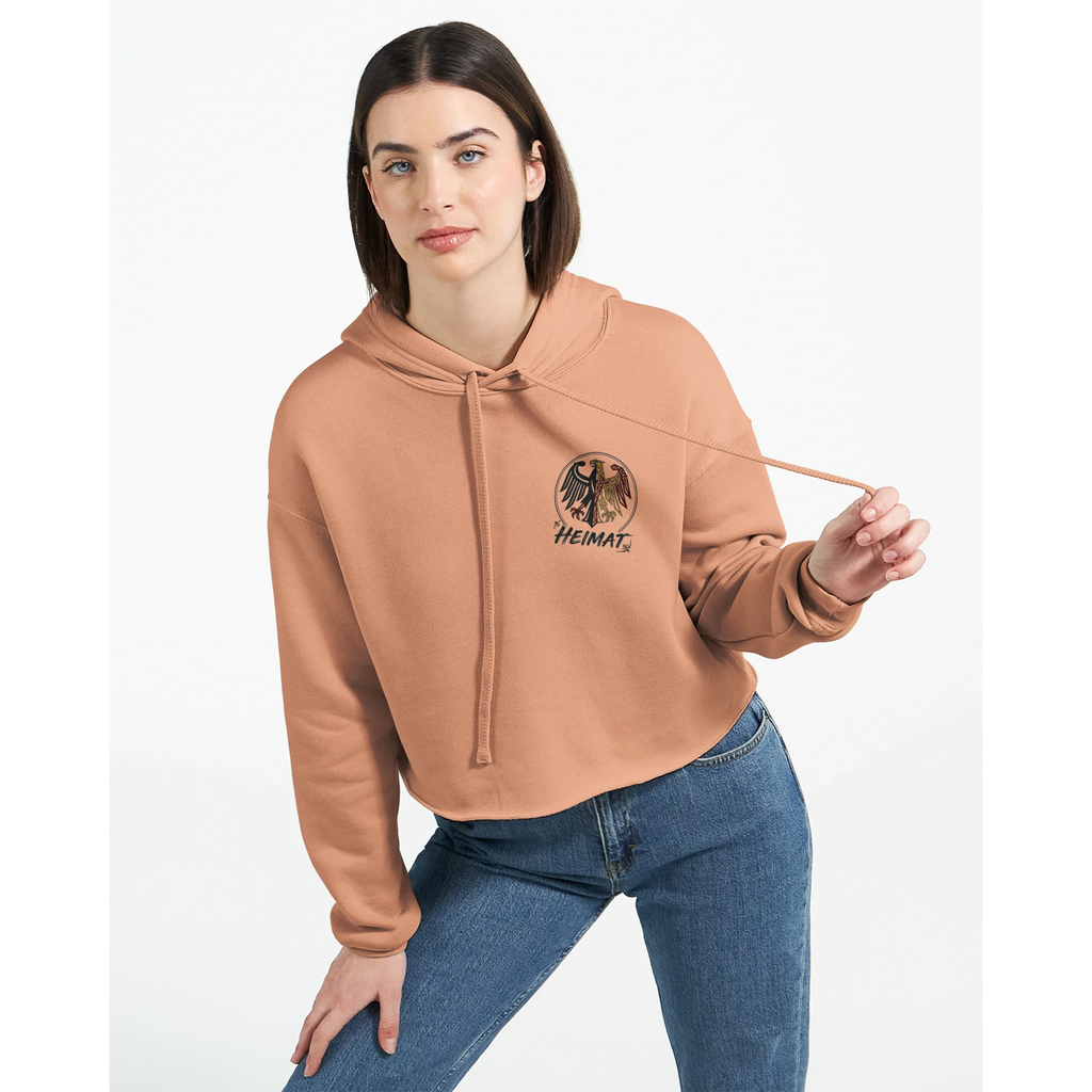 Damen-Hoodie in Pfirsich mit Motiv „Steg an der Planke“
