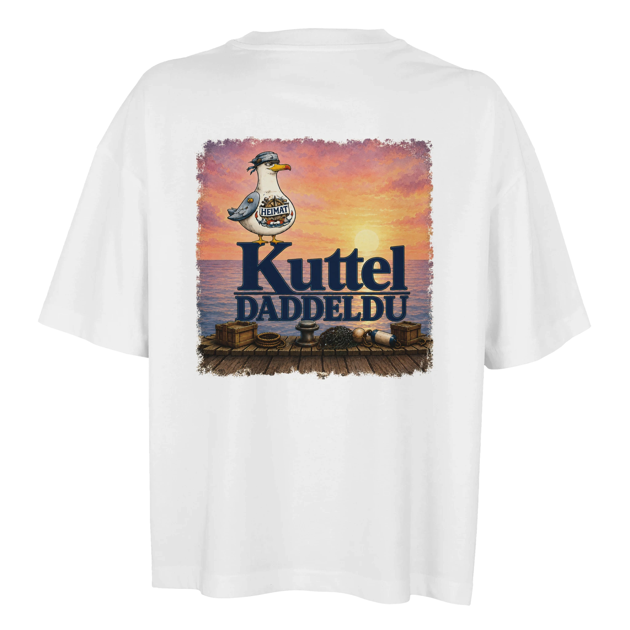Damen-T-Shirt in Weiß mit Motiv „Kuttel Daddeldu“