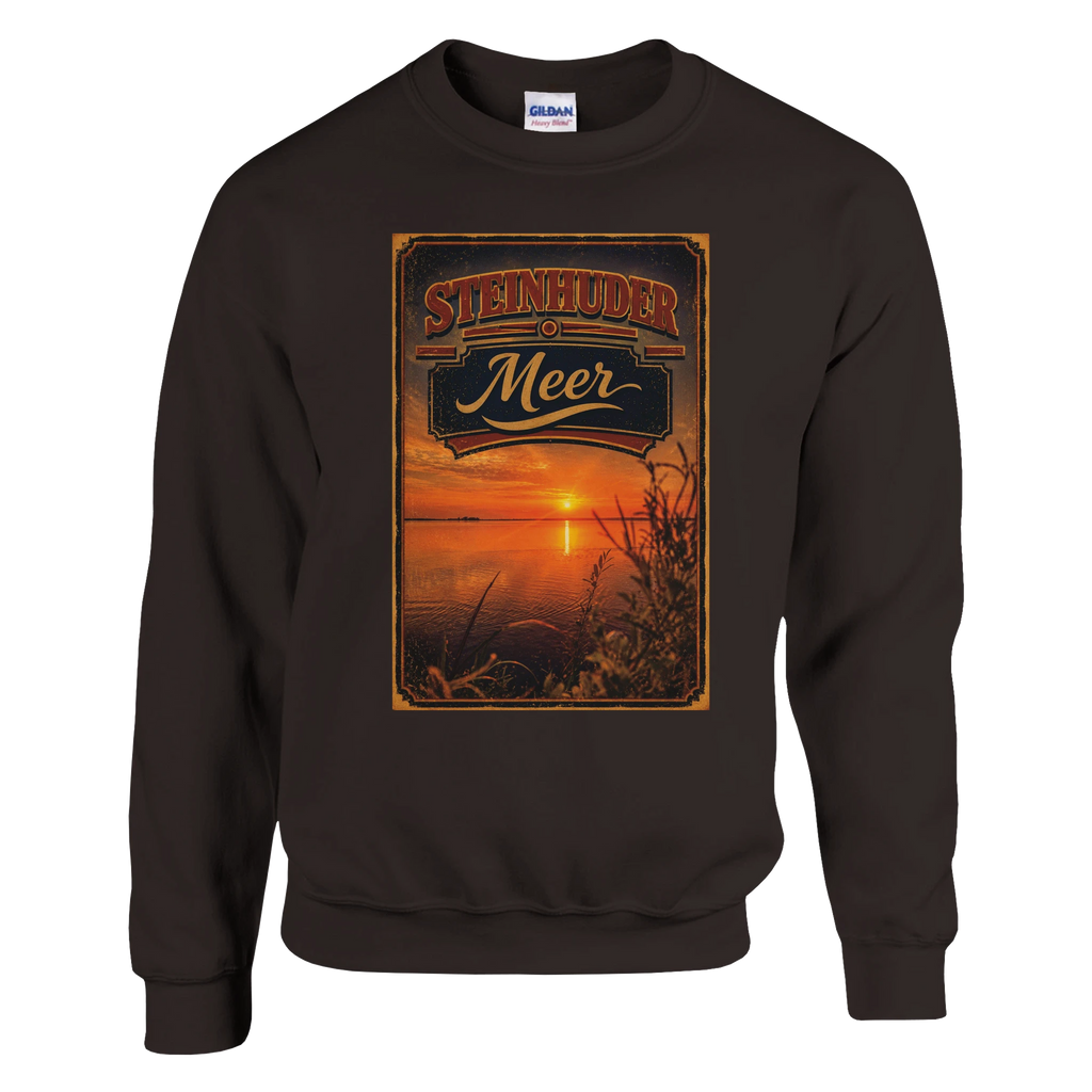 Pullover in Weiß mit Motiv „Sunset am Steinhuder Meer“