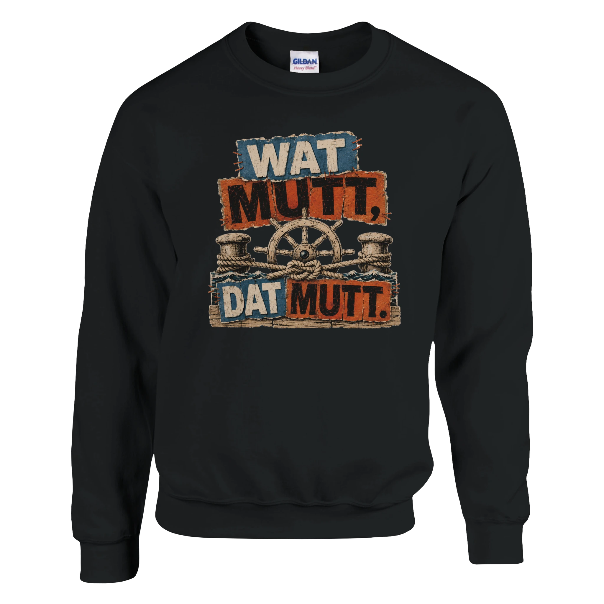 Pullover in Weiß mit Motiv „Wat Mutt, Dat Mutt.“
