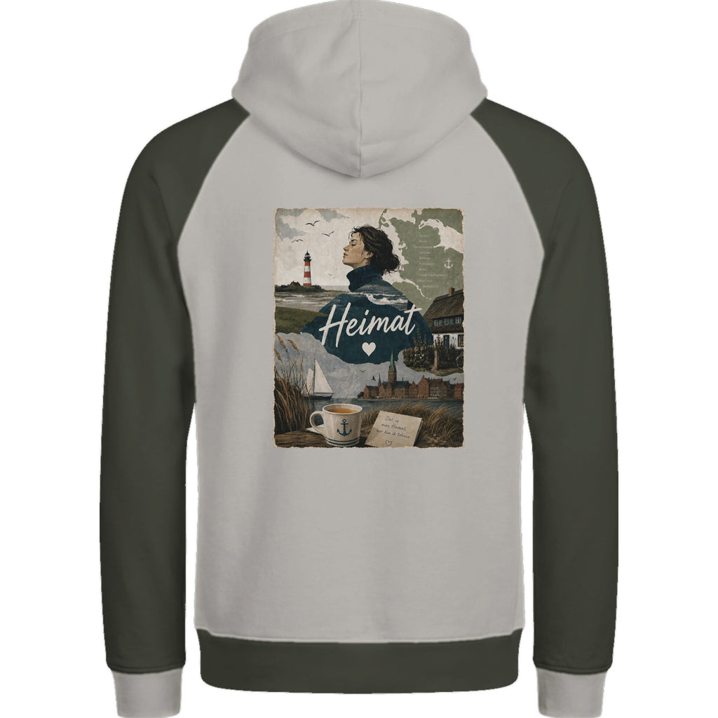 Hoodie in Ton mit Motiv „Heimat mit Herz“