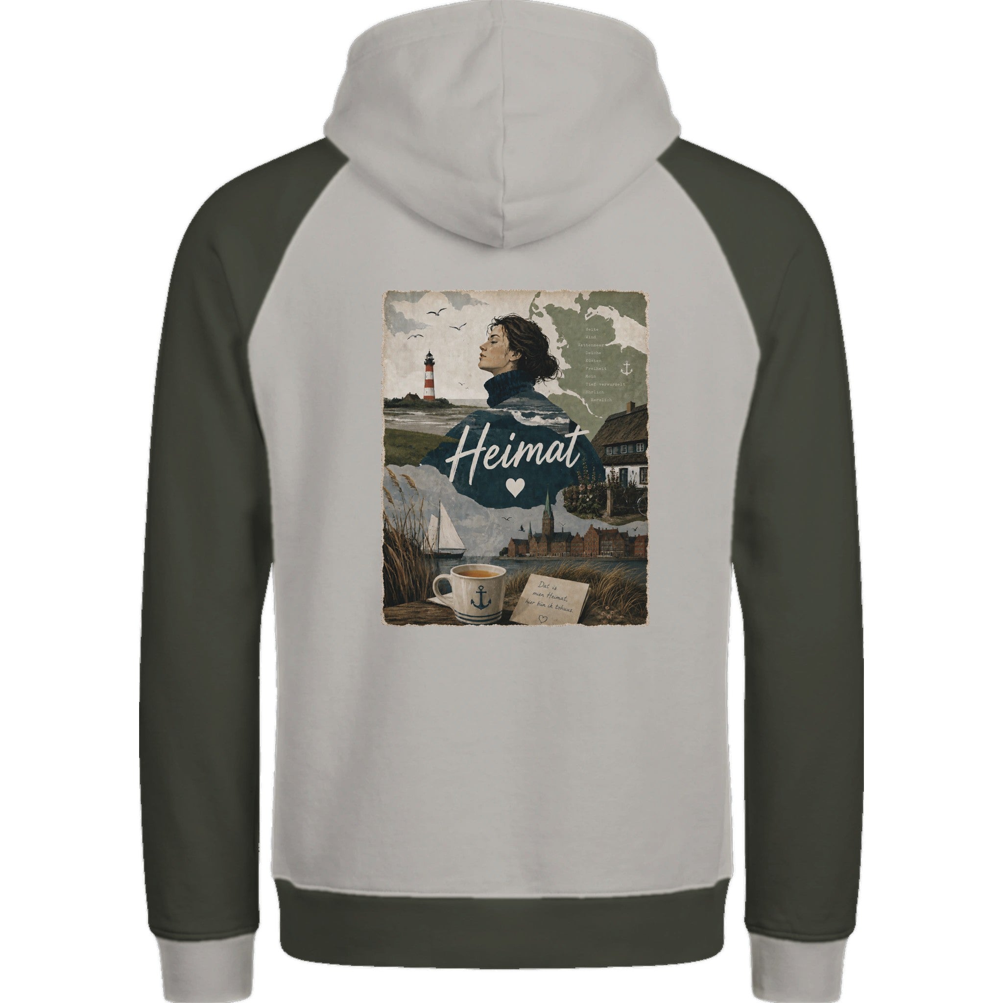 Hoodie in Ton mit Motiv „Heimat mit Herz“