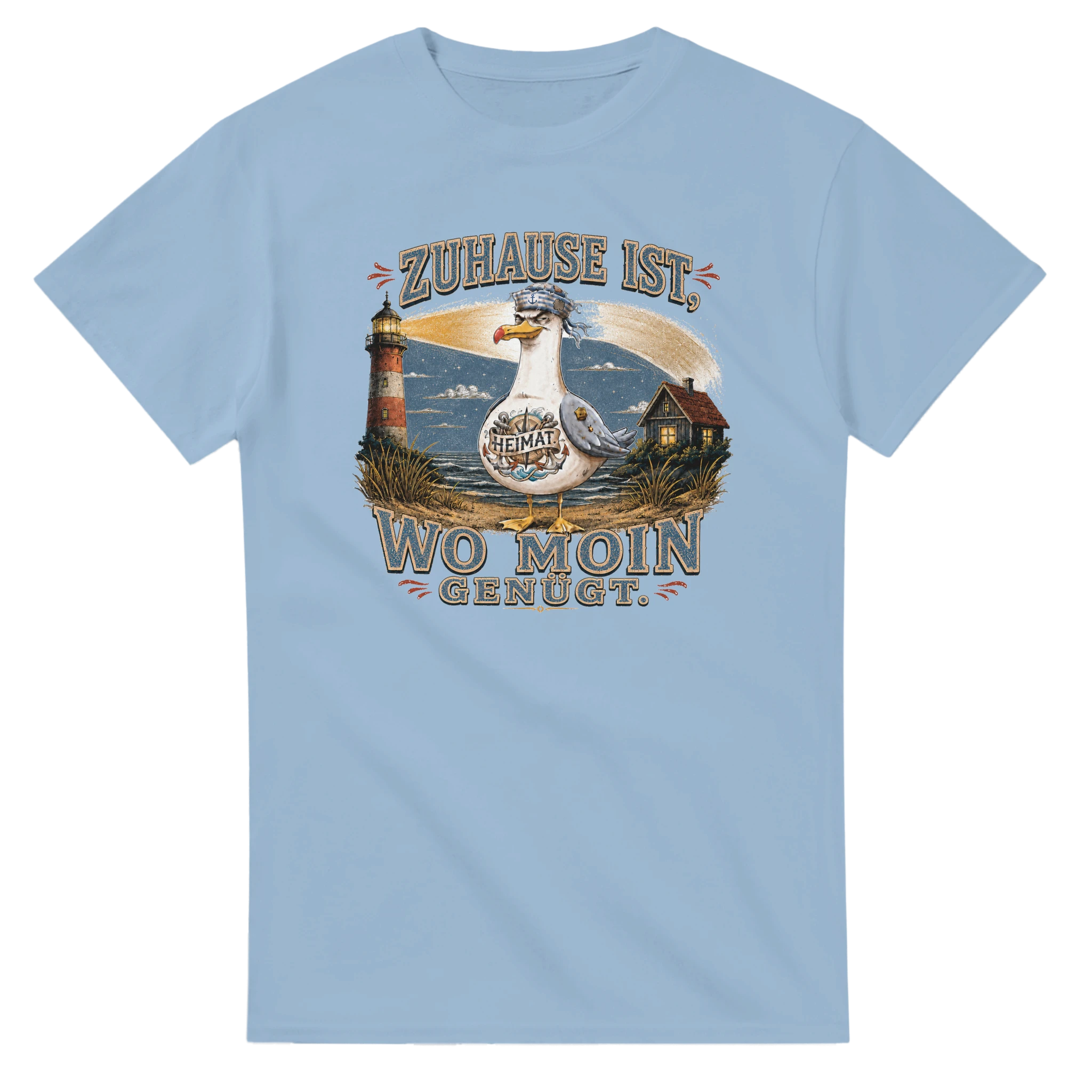 T-Shirt in Weiß mit Motiv „Zuhause ist, wo Moin genügt. Möwe“