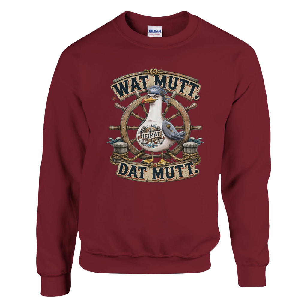 Pullover in Weiß mit Motiv „Wat Mutt, Dat Mutt. Möwe“
