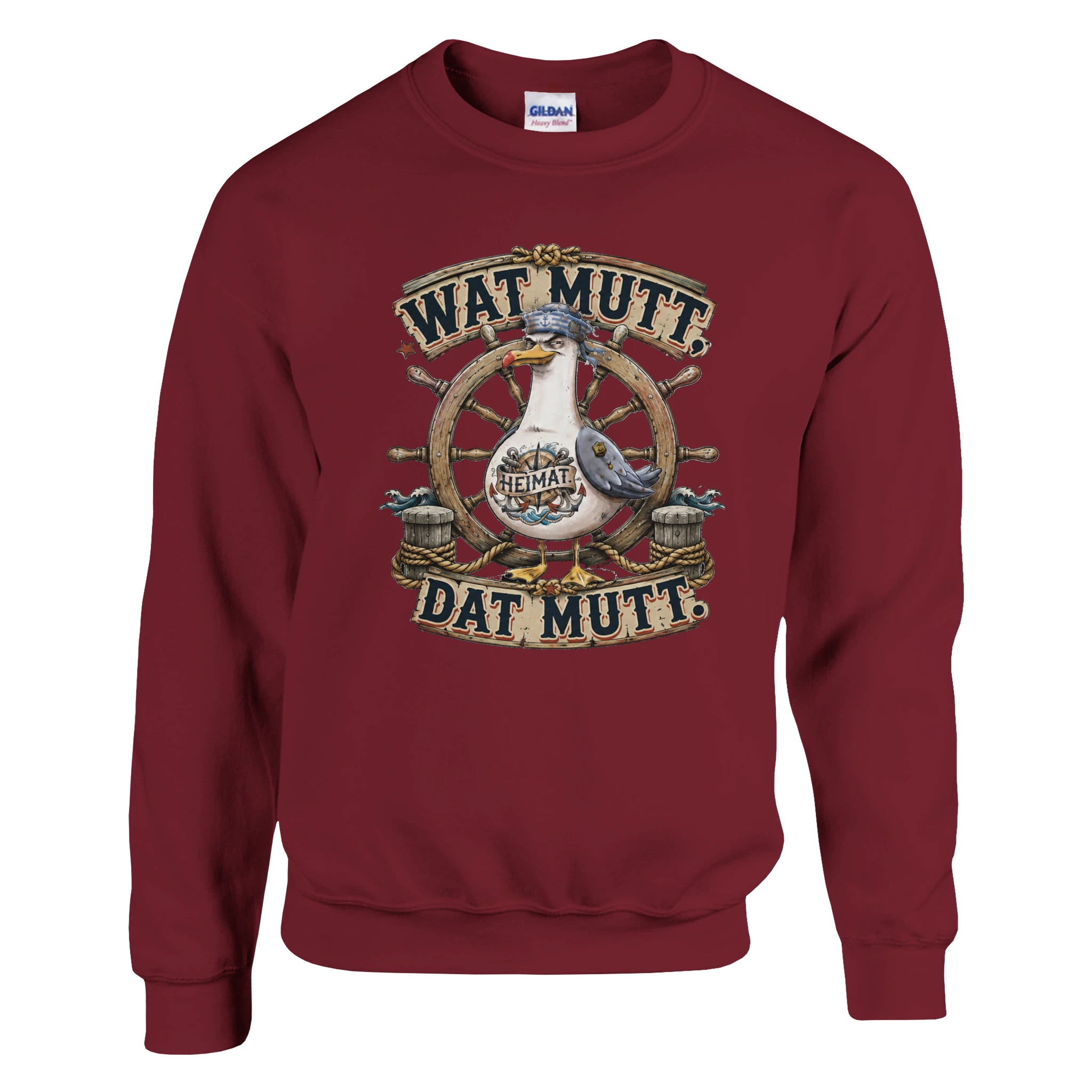 Pullover in Weiß mit Motiv „Wat Mutt, Dat Mutt. Möwe“