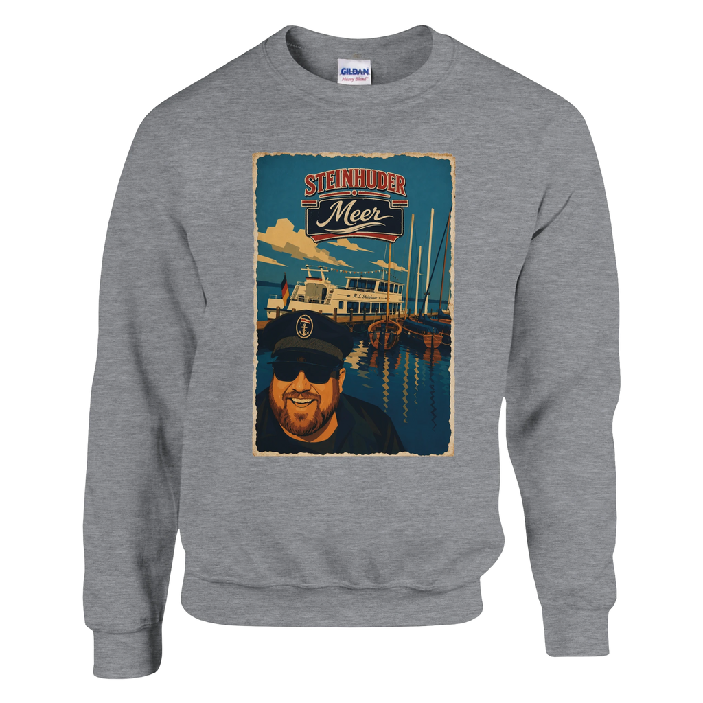 Pullover in Weiß mit Motiv „Kapitän an Bord“
