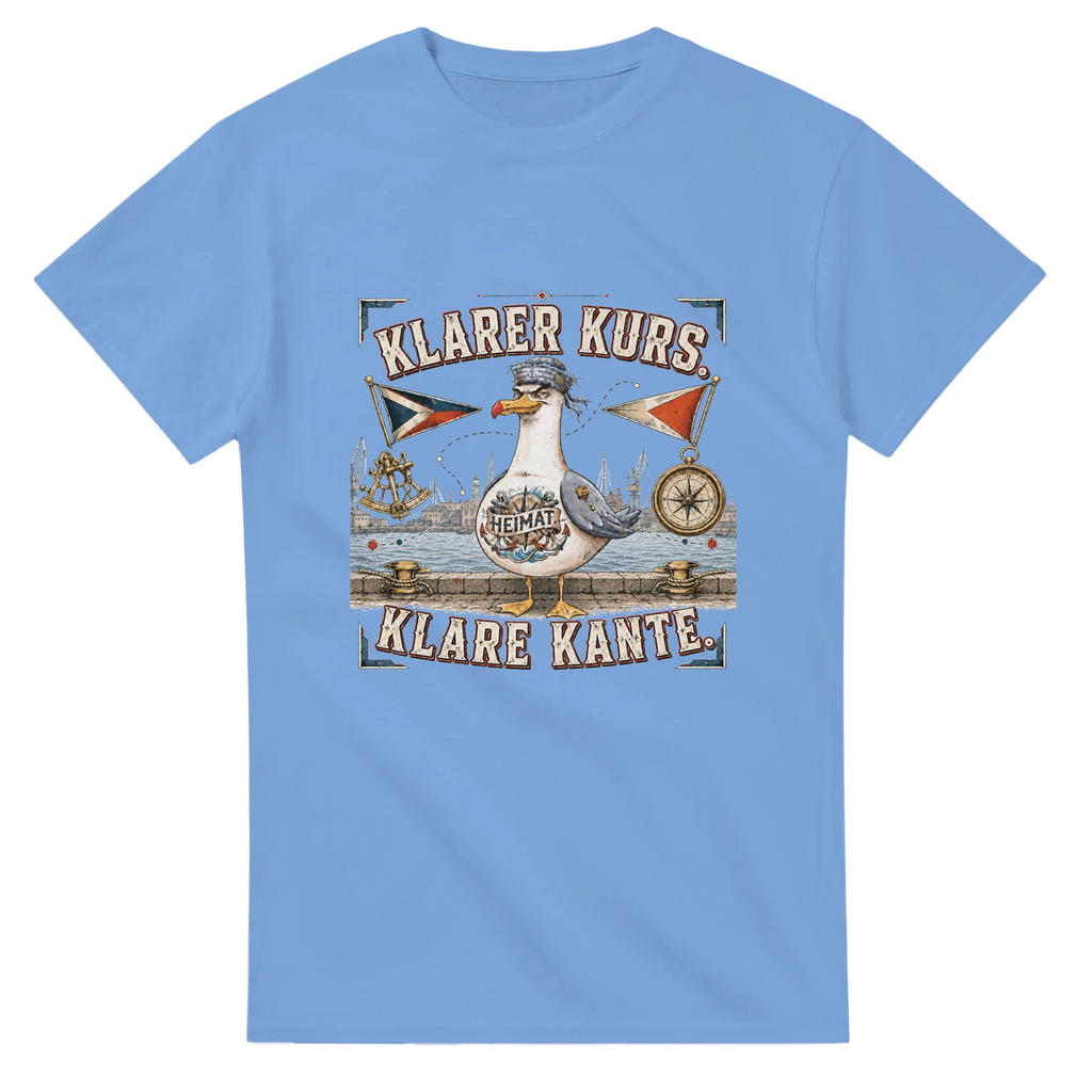 T-Shirt in Weiß mit Motiv „Klarer Kurs. Klare Kante. Möwe“