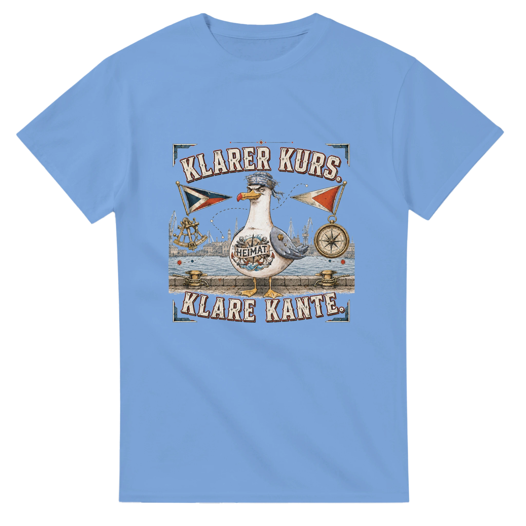 T-Shirt in Weiß mit Motiv „Klarer Kurs. Klare Kante. Möwe“