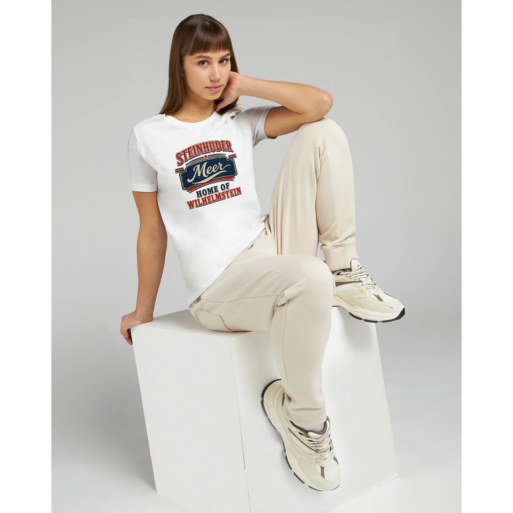 Damen-T-Shirt in Zitronengelb mit Motiv „Home of Wilhelmstein“