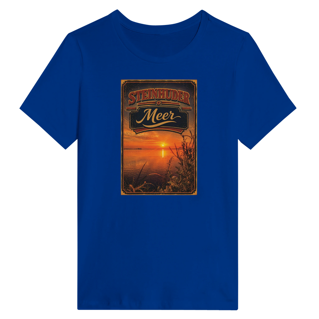 Damen-T-Shirt in Weiß mit Motiv „Sunset am Steinhuder Meer“