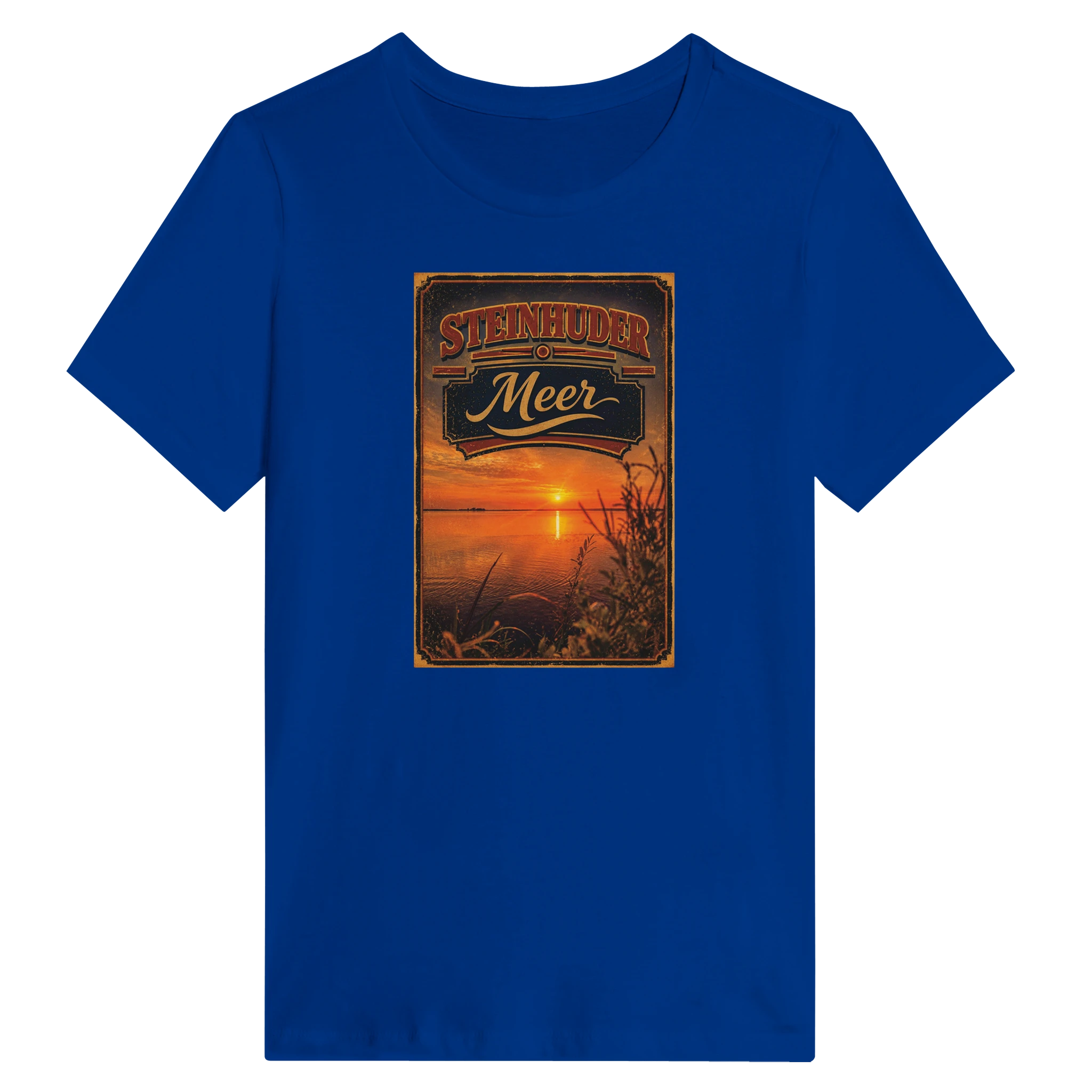 Damen-T-Shirt in Weiß mit Motiv „Sunset am Steinhuder Meer“
