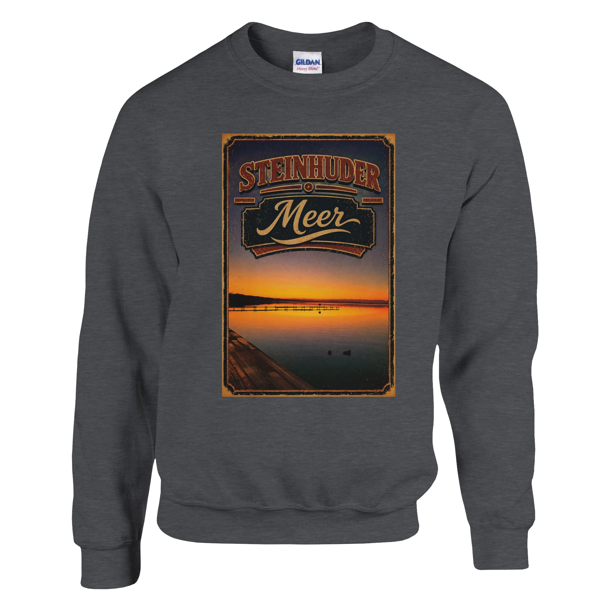 Pullover in Weiß mit Motiv „Steg an der Planke“
