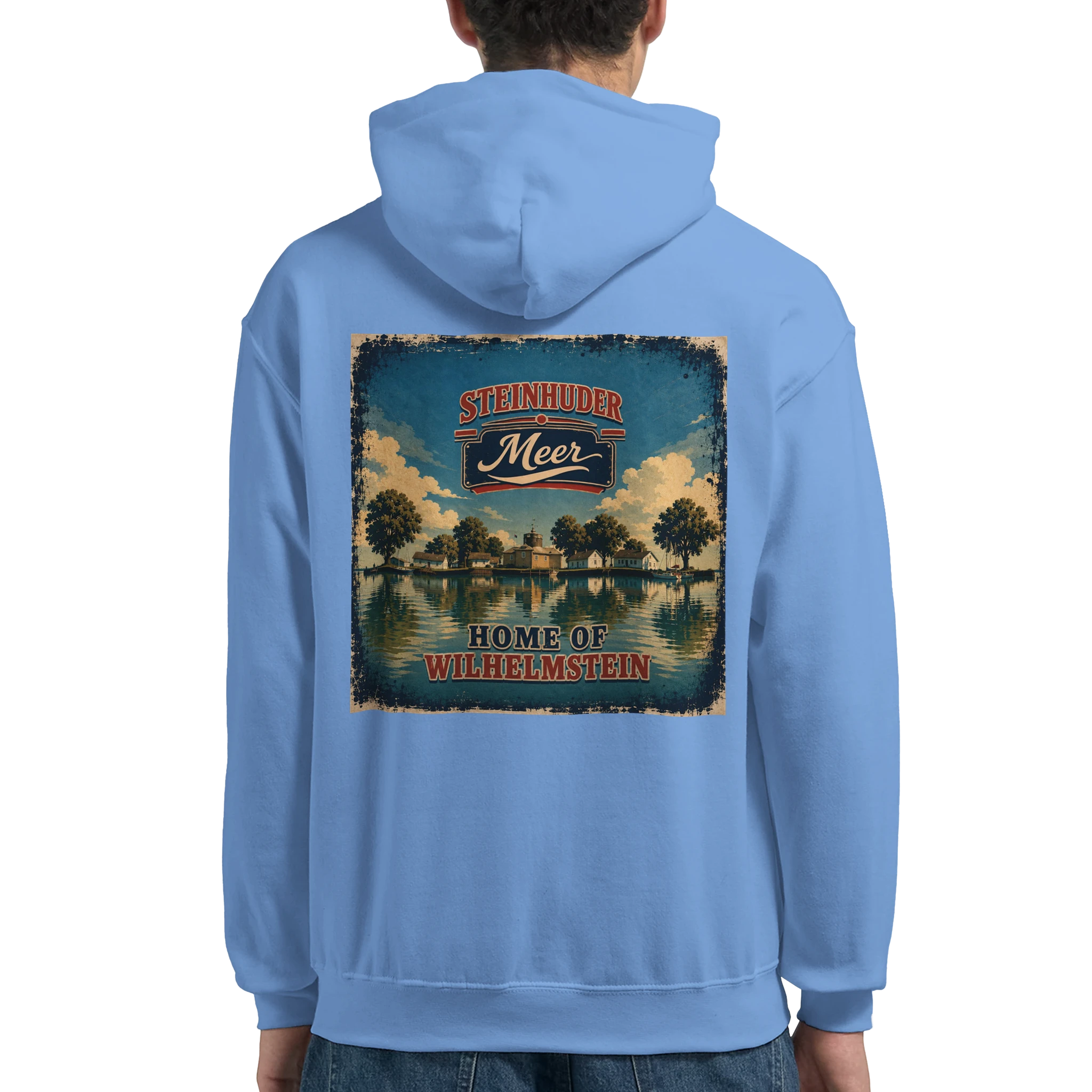 Hoodie in Aschgrau mit Motiv „Insel Wilhelmstein“