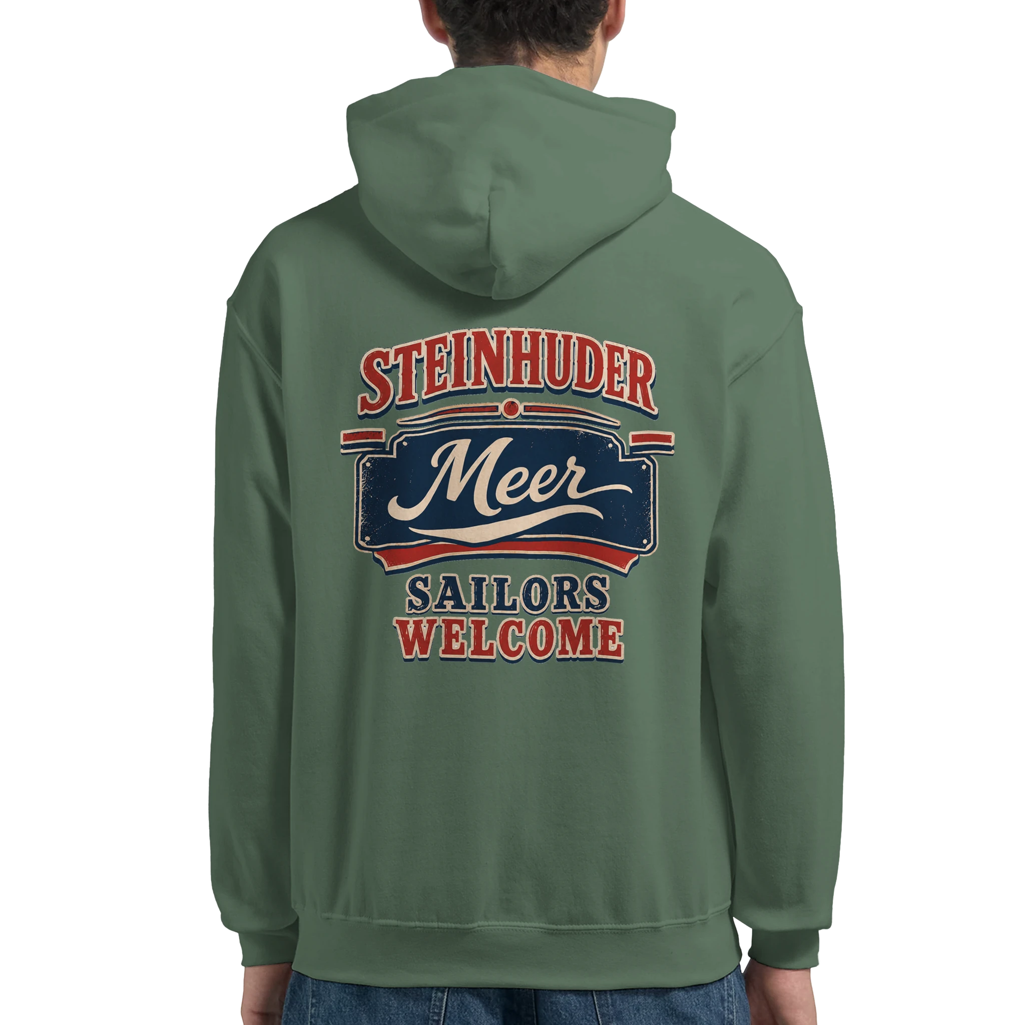 Hoodie in Weiß mit Motiv „Sailors Welcome“