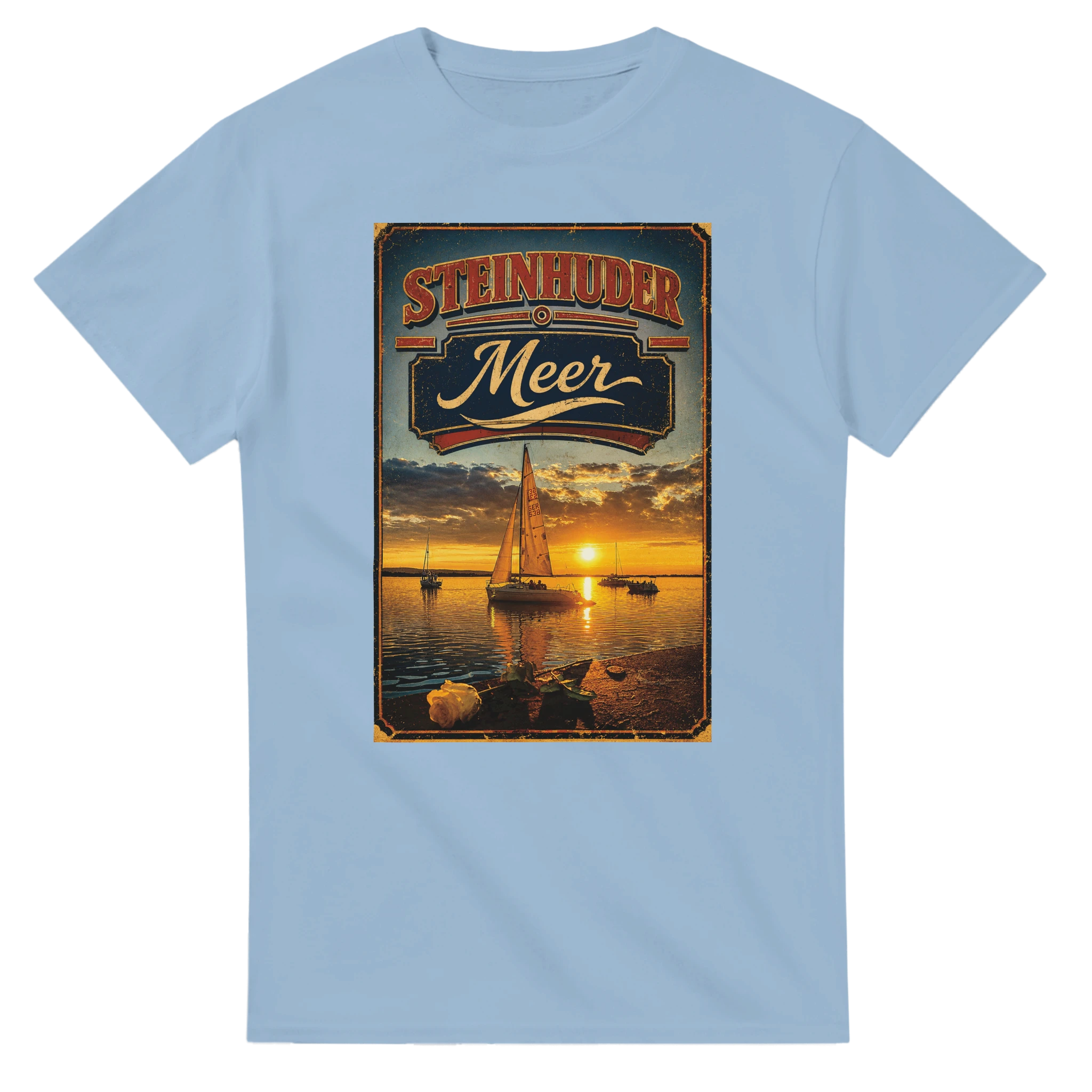 T-Shirt in Weiß mit Motiv „White Night am Wilhelmstein mit Sonnenuntergang“