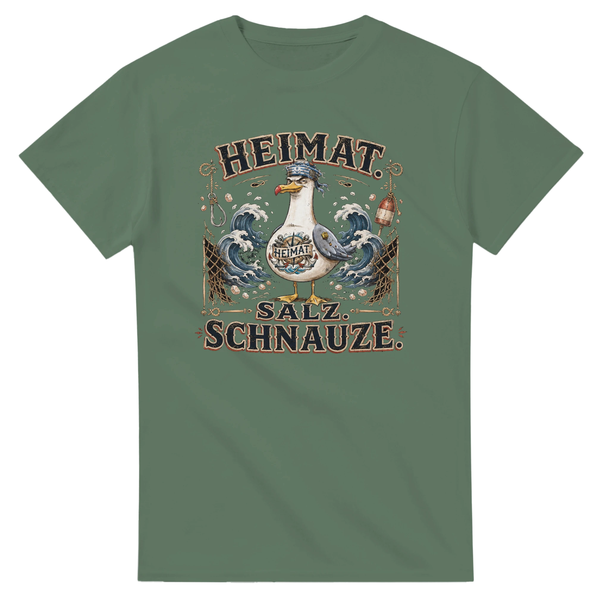 T-Shirt in Weiß mit Motiv „Heimat Salz Schnauze Möwe“