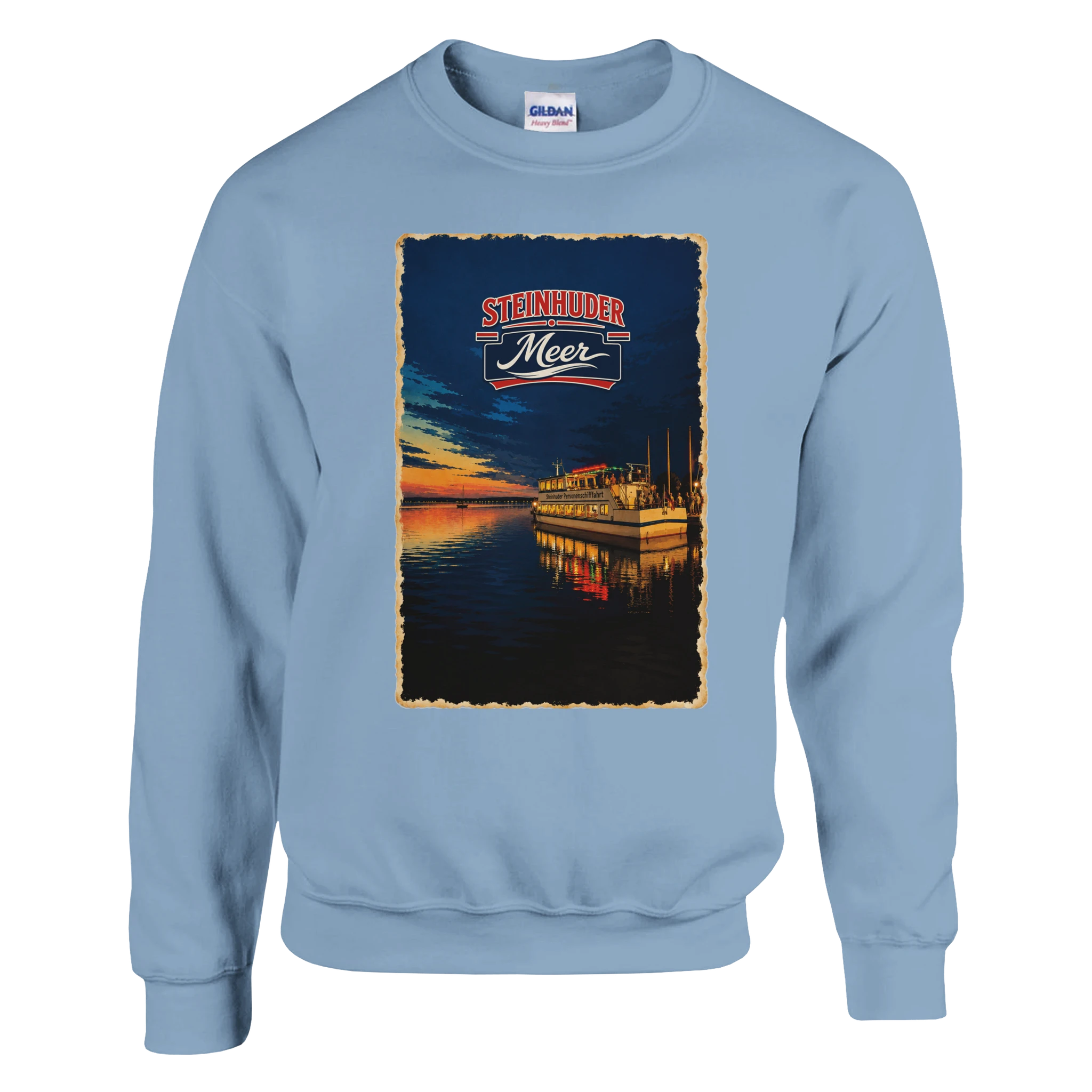 Pullover in Weiß mit Motiv „MS Steinhude Abendstimmung“