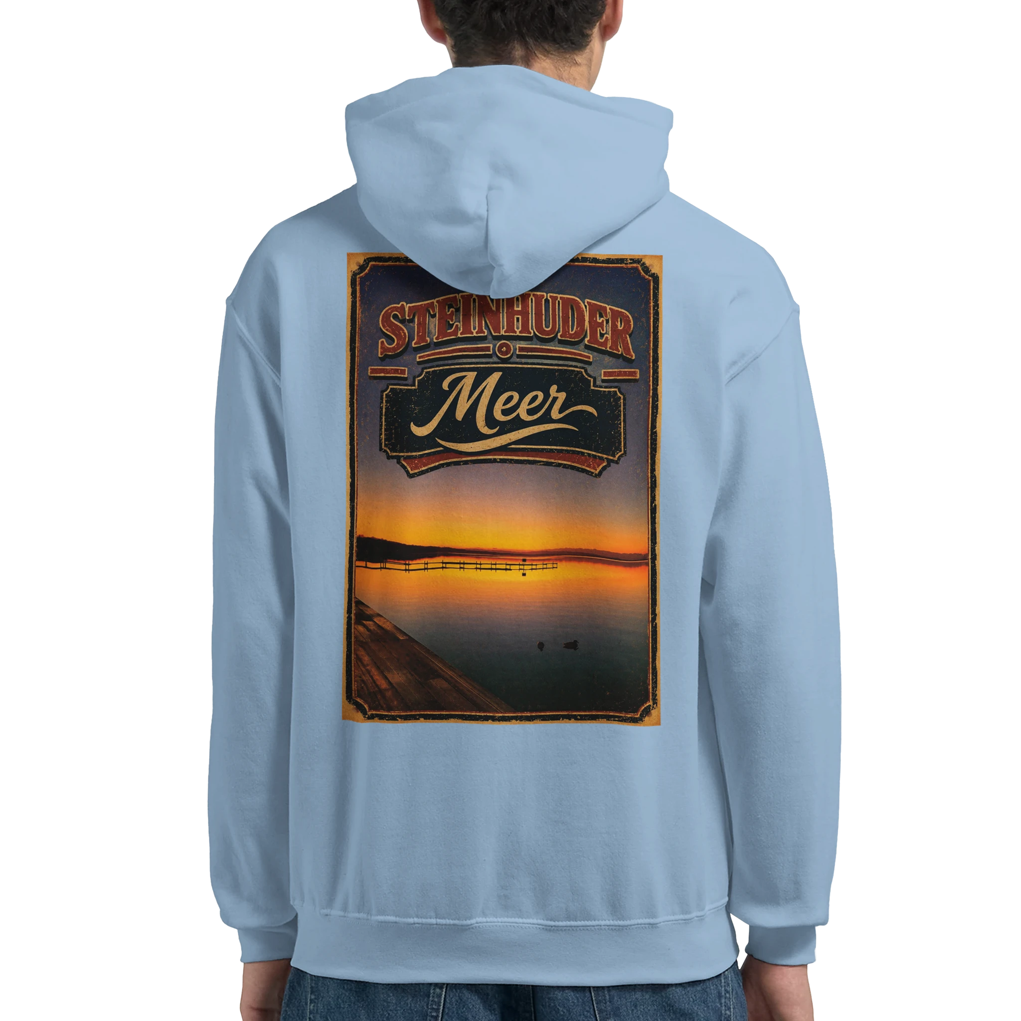 Hoodie in Weiß mit Motiv „Steg an der Planke“