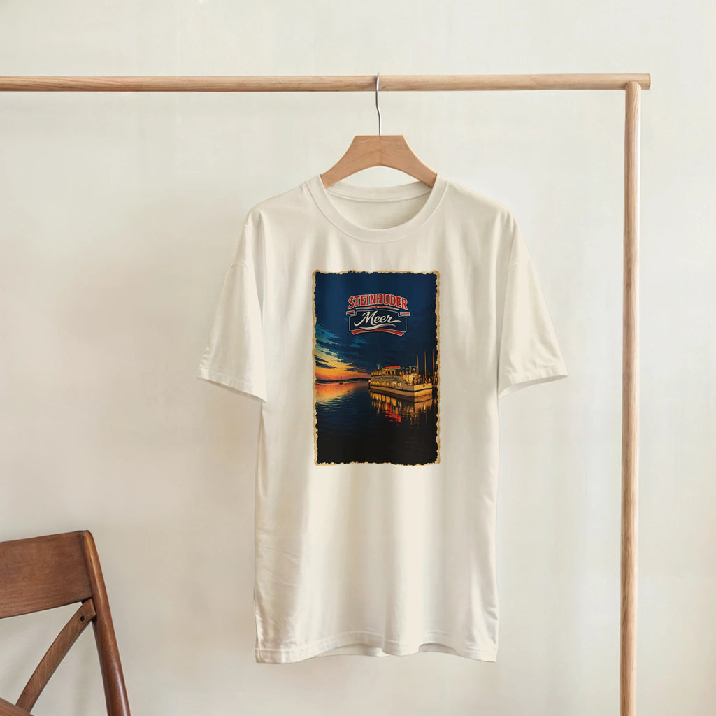 T-Shirt in Sand mit Motiv „MS Steinhude Abendstimmung“