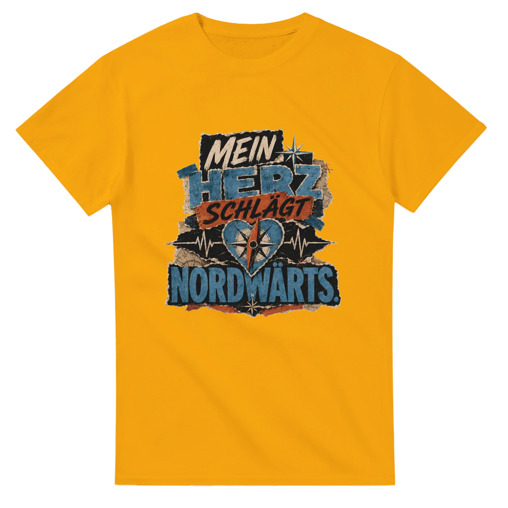 T-Shirt in Weiß mit Motiv „Mein Herz schlägt NORDWÄRTS.“