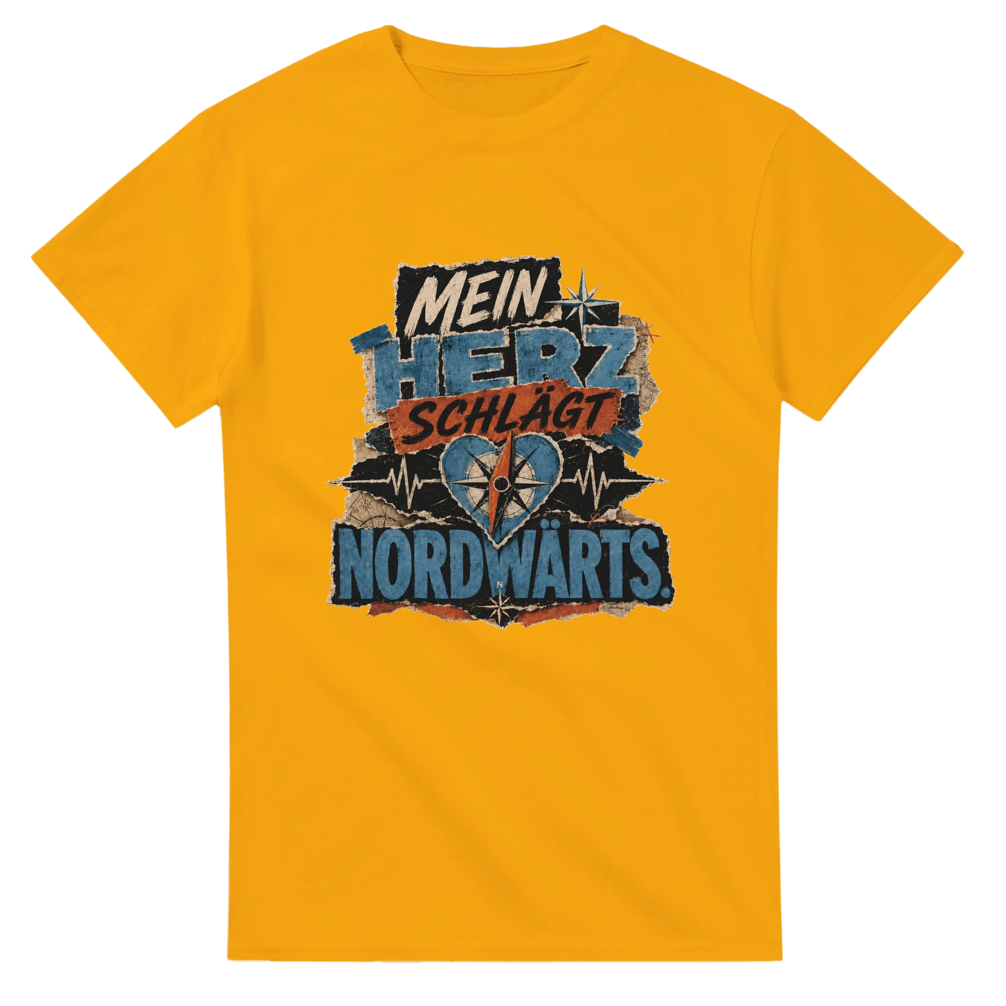 T-Shirt in Weiß mit Motiv „Mein Herz schlägt NORDWÄRTS.“
