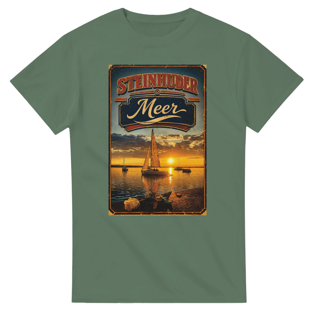 T-Shirt in Natur mit Motiv „White Night am Wilhelmstein mit Sonnenuntergang“