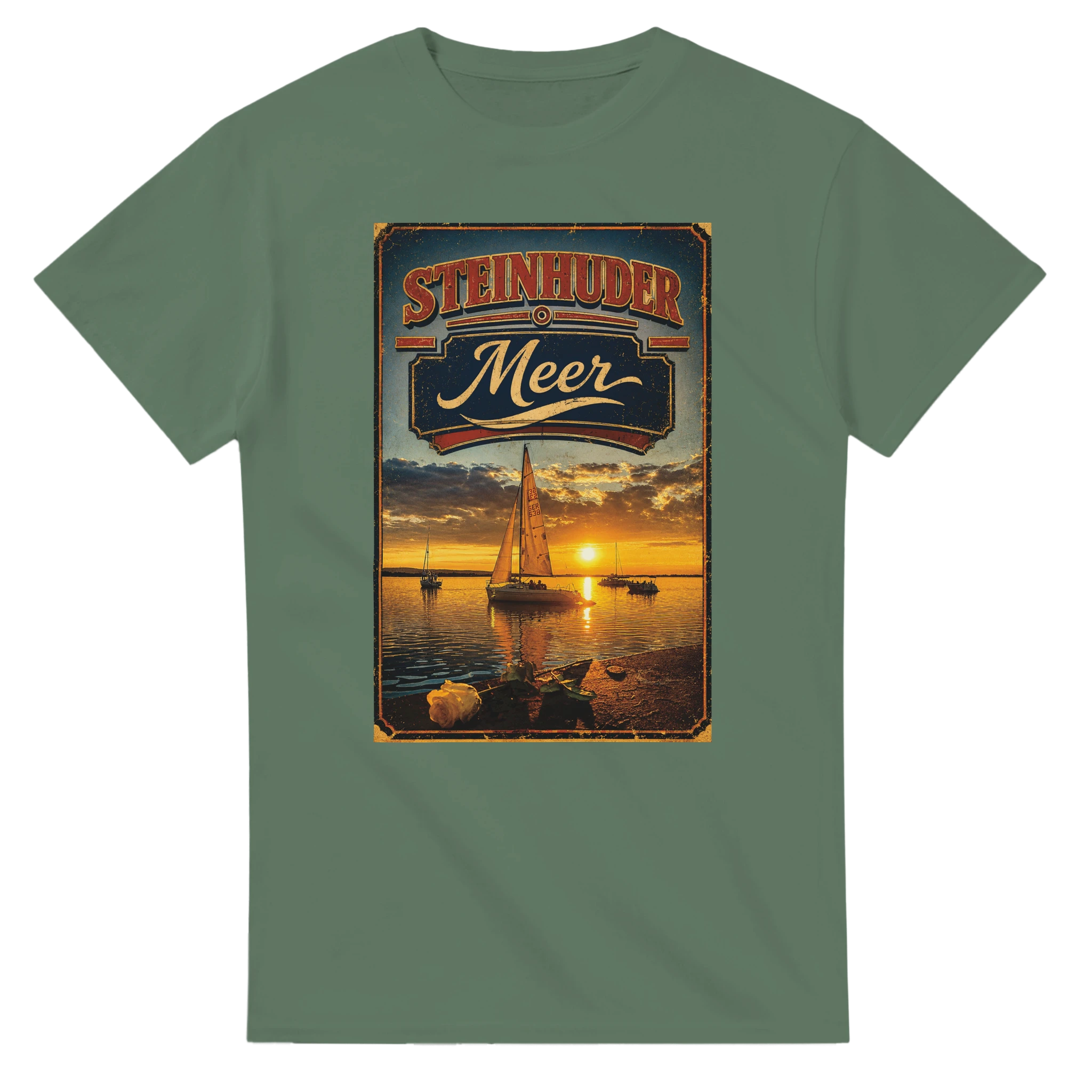 T-Shirt in Natur mit Motiv „White Night am Wilhelmstein mit Sonnenuntergang“
