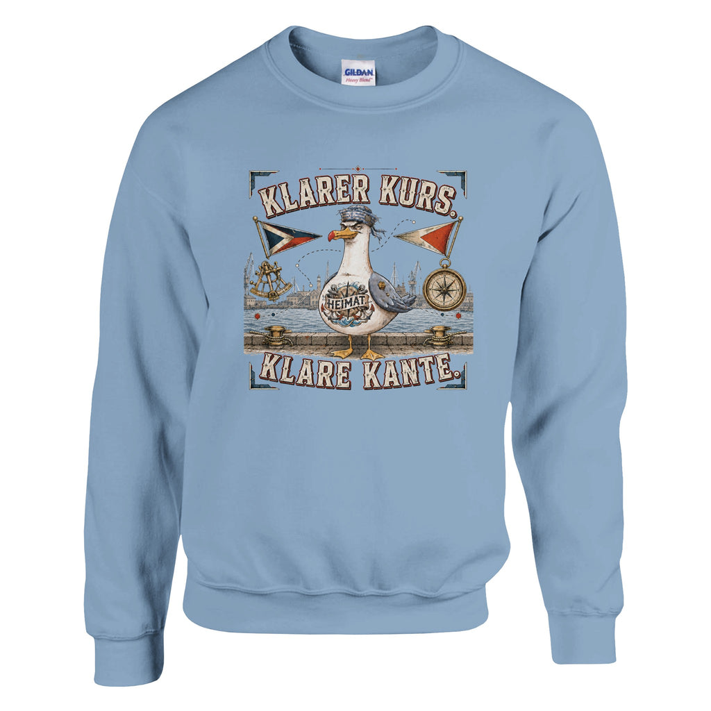 Pullover in Weiß mit Motiv „Klarer Kurs. Klare Kante. Möwe“