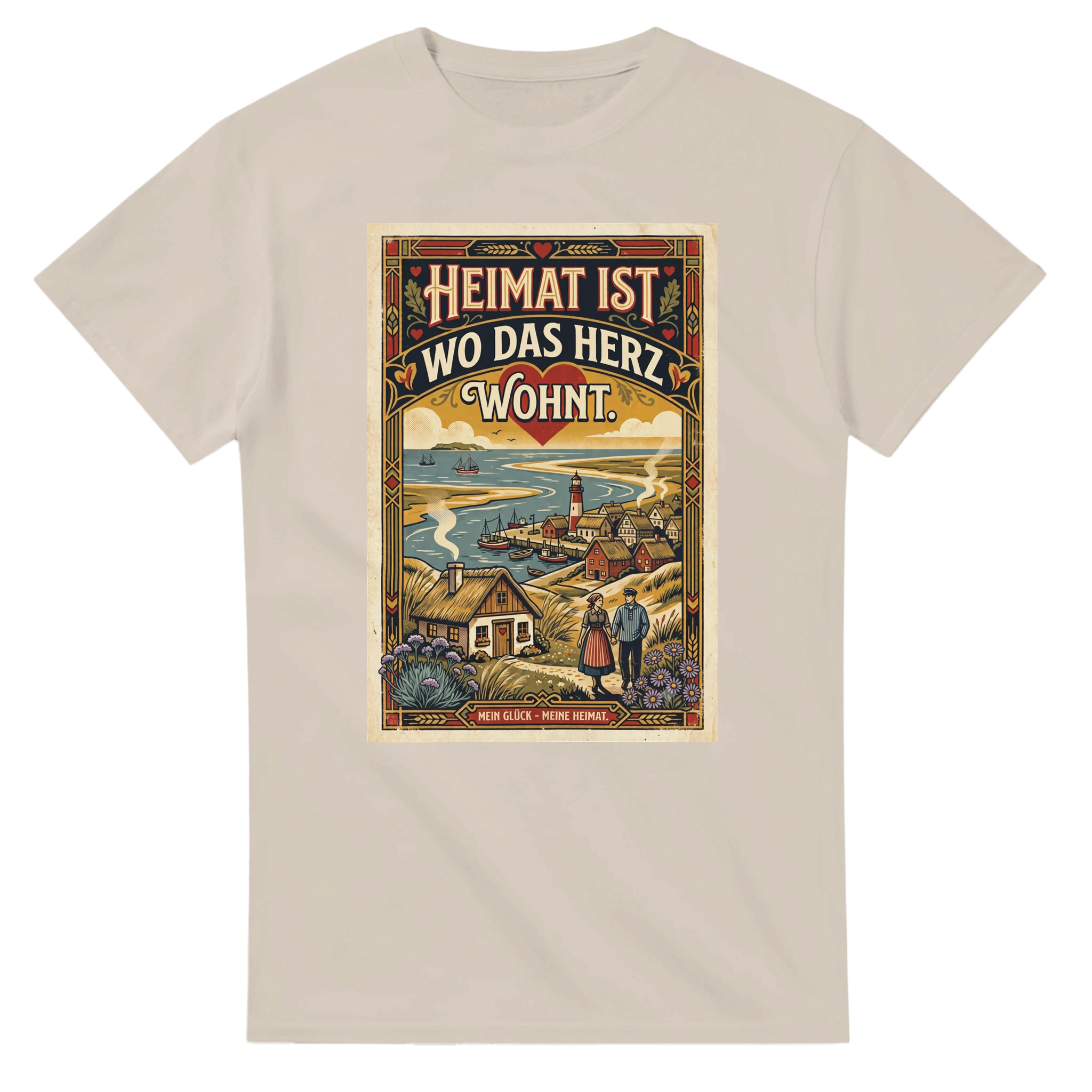 T-Shirt in Weiß mit Motiv „Heimat ist, wo das Herz wohnt“