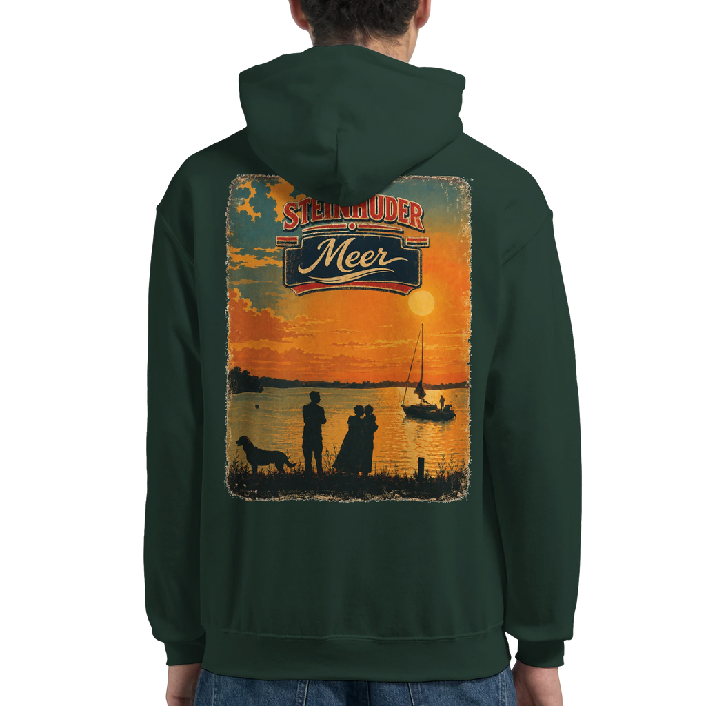 Hoodie in Weiß mit Motiv „Familie beim Sunset“
