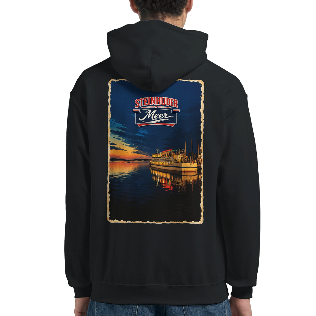 Hoodie in Weiß mit Motiv „MS Steinhude Abendstimmung“