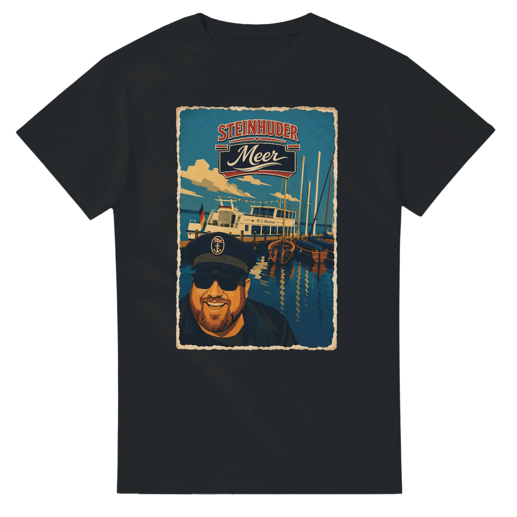 T-Shirt in Natur mit Motiv „Kapitän an Bord“