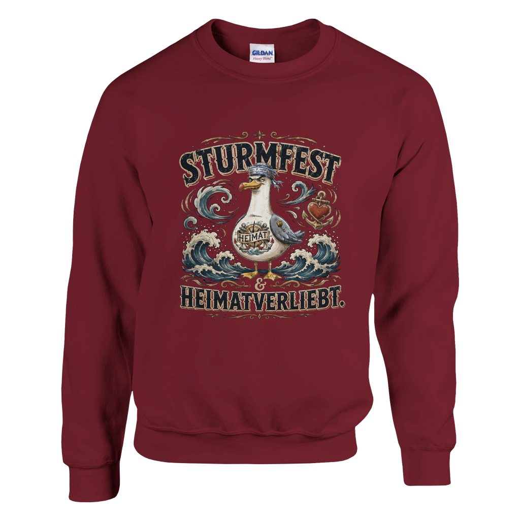 Pullover in Hellrosa mit Motiv „Sturmfest & Heimatverliebt Möwe“