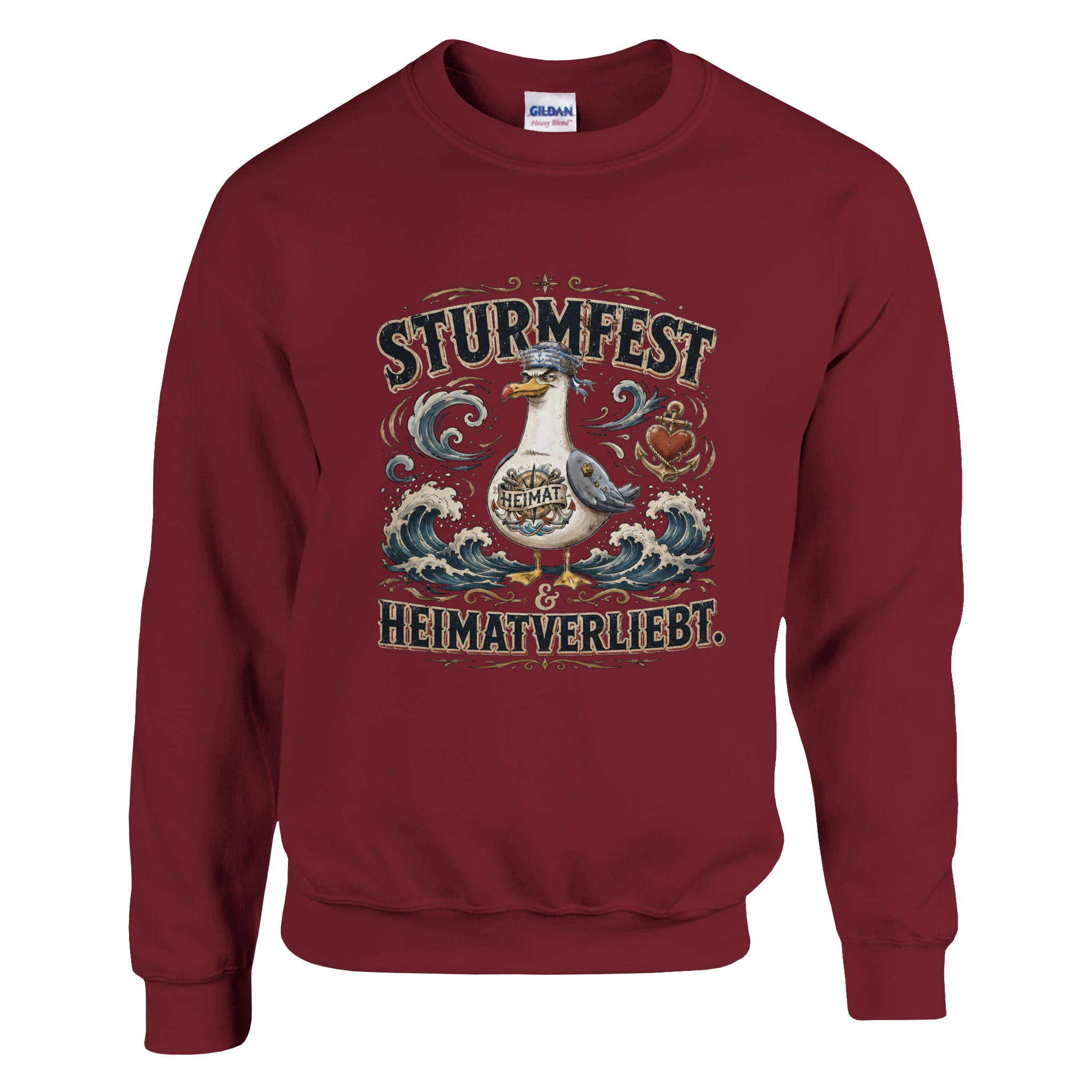 Pullover in Hellrosa mit Motiv „Sturmfest & Heimatverliebt Möwe“
